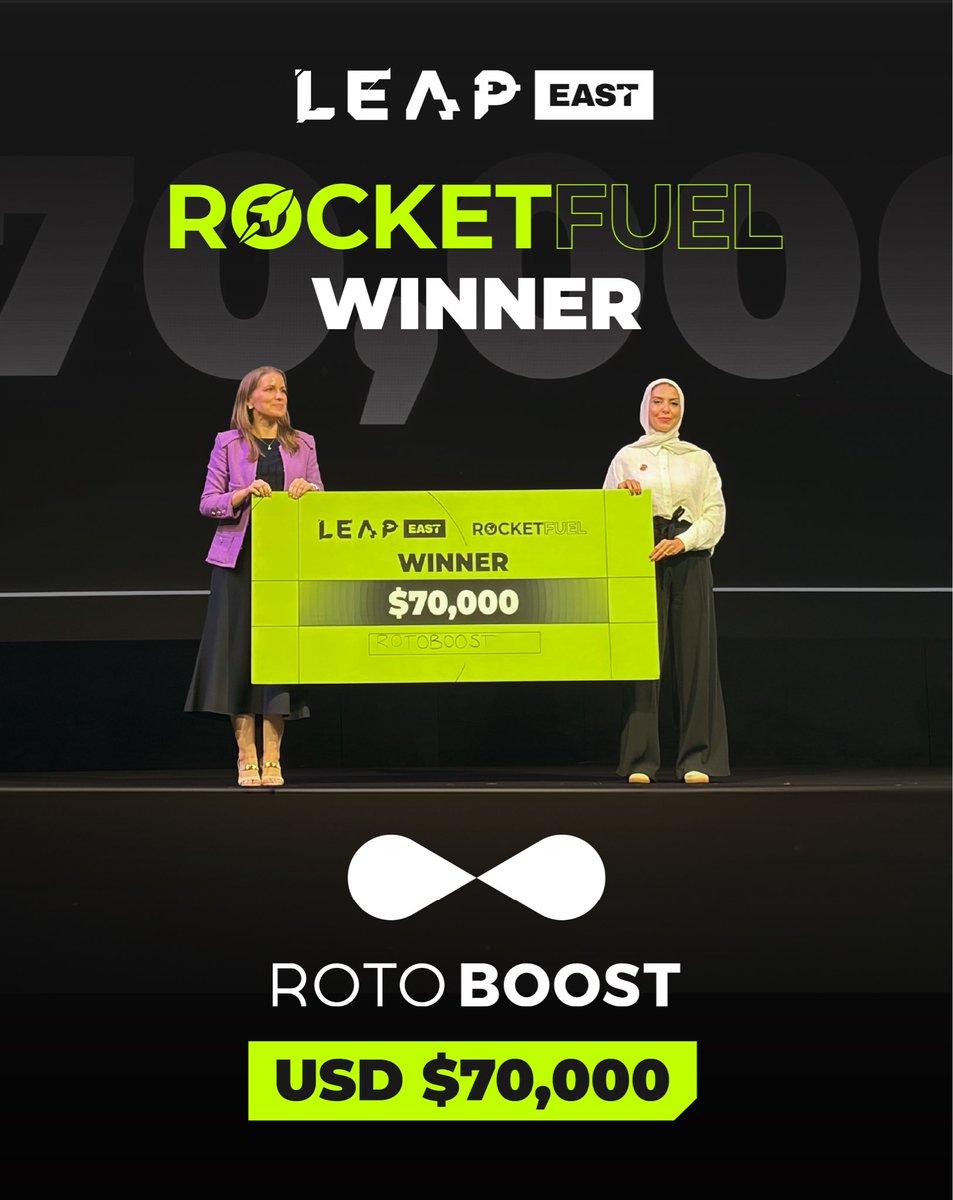 leapeast's tweet photo. Congratulations to our Rocket Fuel LEAP East 2026 Winners🥳🏆
🥇 ROTOBOOST (🇫🇮) – Winner – USD $70,000
🥈 Uvera Inc. (🇸🇦) – Runner-up – USD $20,000
🥉 MEINONG ROBOT CO., LTD. (🇭🇰) – Third Place – USD $10,000
#LEAPEAST https://t.co/XItjDSg2gb