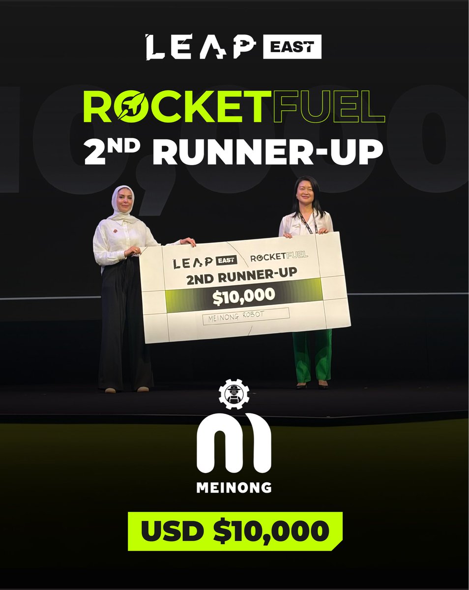 leapeast's tweet photo. Congratulations to our Rocket Fuel LEAP East 2026 Winners🥳🏆
🥇 ROTOBOOST (🇫🇮) – Winner – USD $70,000
🥈 Uvera Inc. (🇸🇦) – Runner-up – USD $20,000
🥉 MEINONG ROBOT CO., LTD. (🇭🇰) – Third Place – USD $10,000
#LEAPEAST https://t.co/XItjDSg2gb