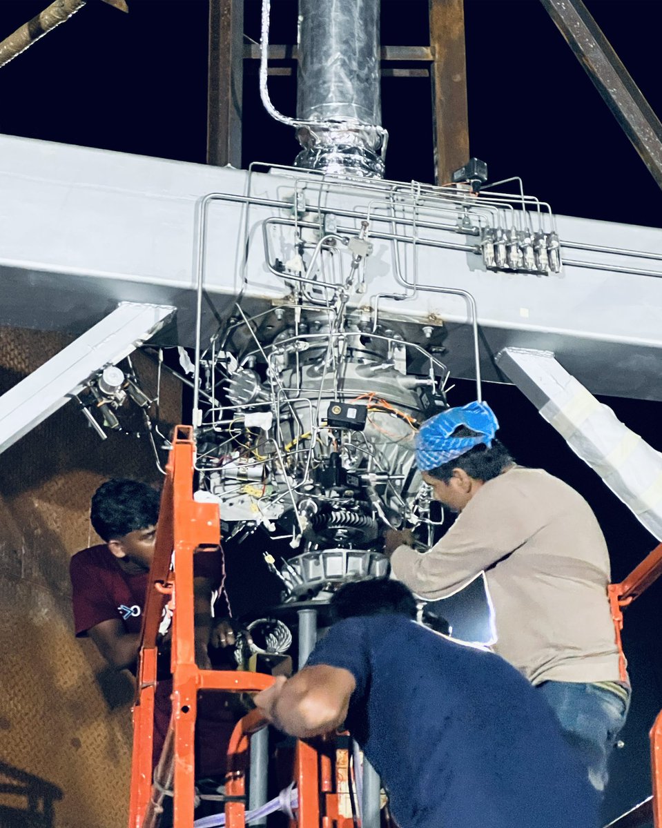 astrobase_space's tweet photo. Hardware from a few months ago. This is our LOX Powerhead on the test stand, being prepared for a hot-fire test.  

We are getting closer to unveiling Astrobase’s fully integrated 80-tonne-class FFSC engine. More soon. https://t.co/joD34WX9Ba