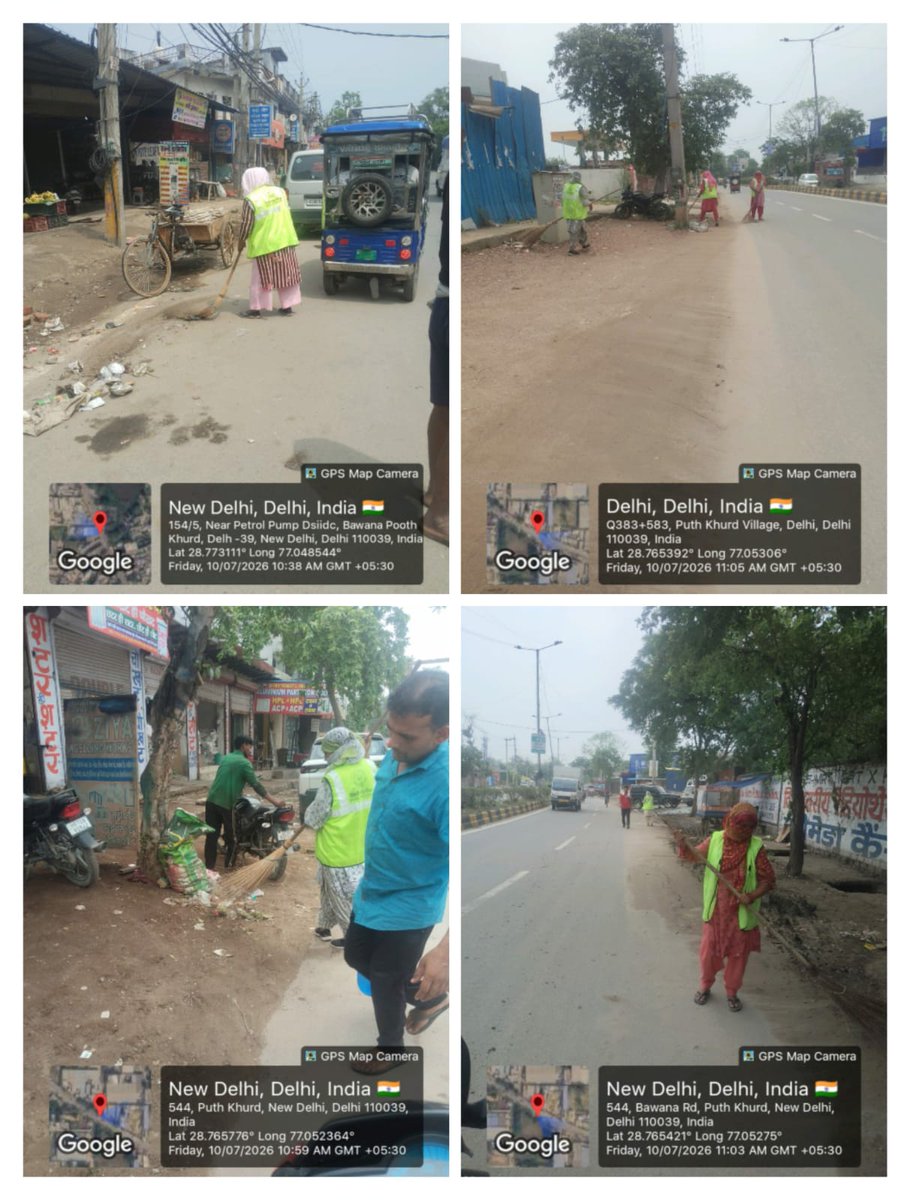 DmcNarela's tweet photo. A special drive for clearance of fatigue points was carried out on 10.07.2026.  During the drive, necessary sanitation and cleanliness measures were undertaken, and all identified fatigue points were attended to as required.
@LtGovDelhi
@CMODelhi
@MCD_Delhi
@SBM_MCD https://t.co/wRNUfcvwFk