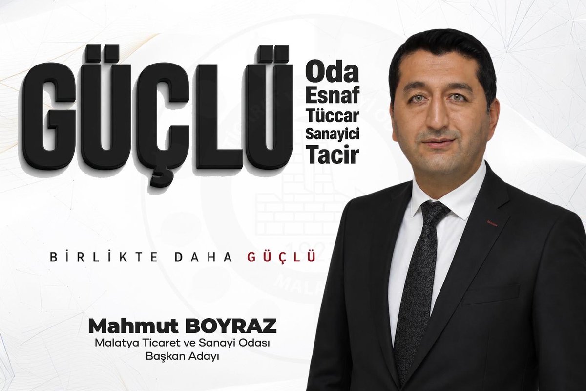 mahmutboyraztr's tweet photo. Malatya’mızın üretim gücüne, alın terine ve girişimci ruhuna inanıyoruz.

Esnafımızın, tüccarımızın, tacirimizin, sanayicimizin ve tüm iş dünyamızın ortak sesi olmak; sorunları konuşan değil, çözümleri hayata geçiren bir anlayışı birlikte inşa etmek için yola çıktık.

Bu yolculuk bir kişinin değil, Malatya’nın ortak geleceğinin yolculuğudur.