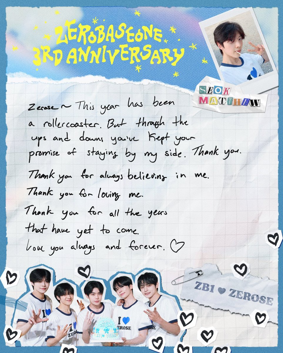 mattchlew's tweet photo. To our brightest stars, ZEROSE 🌌✨ Three years have flown by, all thanks to the endless love, strength, and warmth you give us every day. Thank you for walking this beautiful path by our side. Here's to making countless more memories together! We love you infinitely 💙🔒 https://t.co/lxvioR3YZl