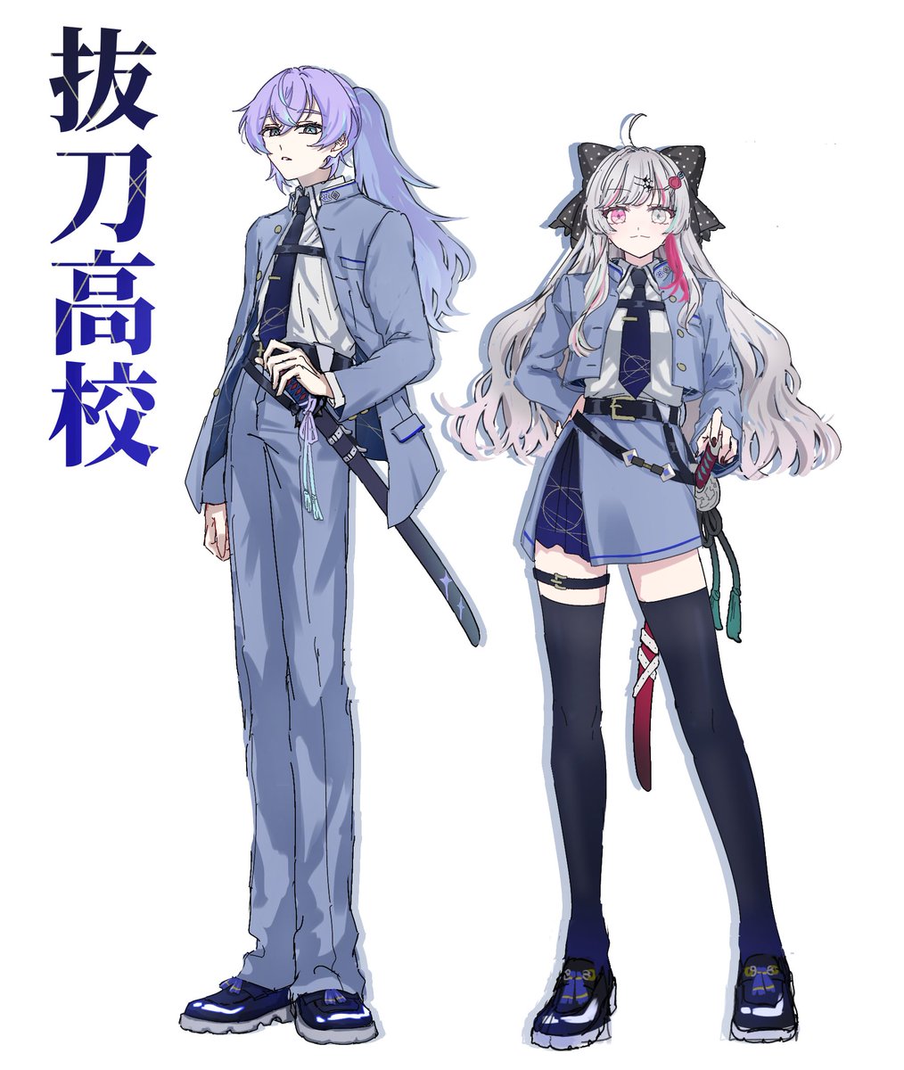 ayn91015's tweet photo. 抜刀高校制服捏造
ライバーさん事に刀が違うといい。

 #にじ甲2026
 #にじさんじアルプススタンド https://t.co/8C1QKBHs36