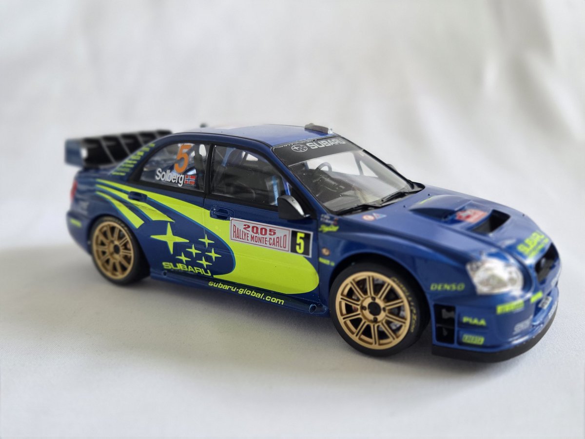 t_wakou's tweet photo. 『スバル インプレッサ WRC モンテカルロ 2005』完成しました！
今回はあえて片脚はタイヤを外してあります。
これには理由があるのですよ…😏
#プラモデル
#プラモデル完成 https://t.co/O0pjPvrYtU