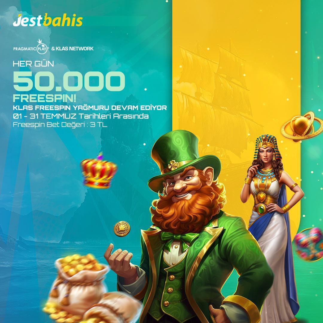 jestbhs's tweet photo. 💧 FREESPIN YAĞMURU HIZ KESMEDEN DEVAM EDİYOR!

🎁 Her gün tam 50.000 Freespin dağıtılıyor!

🗓 01 - 31 Temmuz boyunca Jestbahis’te fırsatlar arka arkaya geliyor!

💸 Gün boyu süren aksiyon,
Kaçırılmayacak fırsatlar,
Her gün yeni bir sürpriz seni bekliyor! https://t.co/bvP3tpPLAf