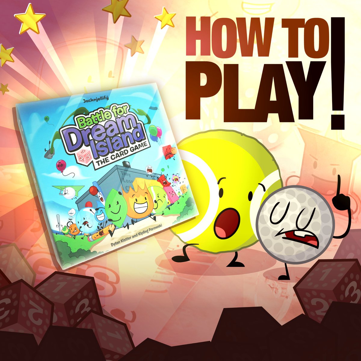 jacknjellify's tweet photo. Golf Ball &amp; Dylan &amp; Tennis Ball &amp; Kip are all BFDI card game experts! And they're ready to teach YOU!

'BFDI: The Card Game — How to Play' is out NOW! https://t.co/jT8zVltWY4