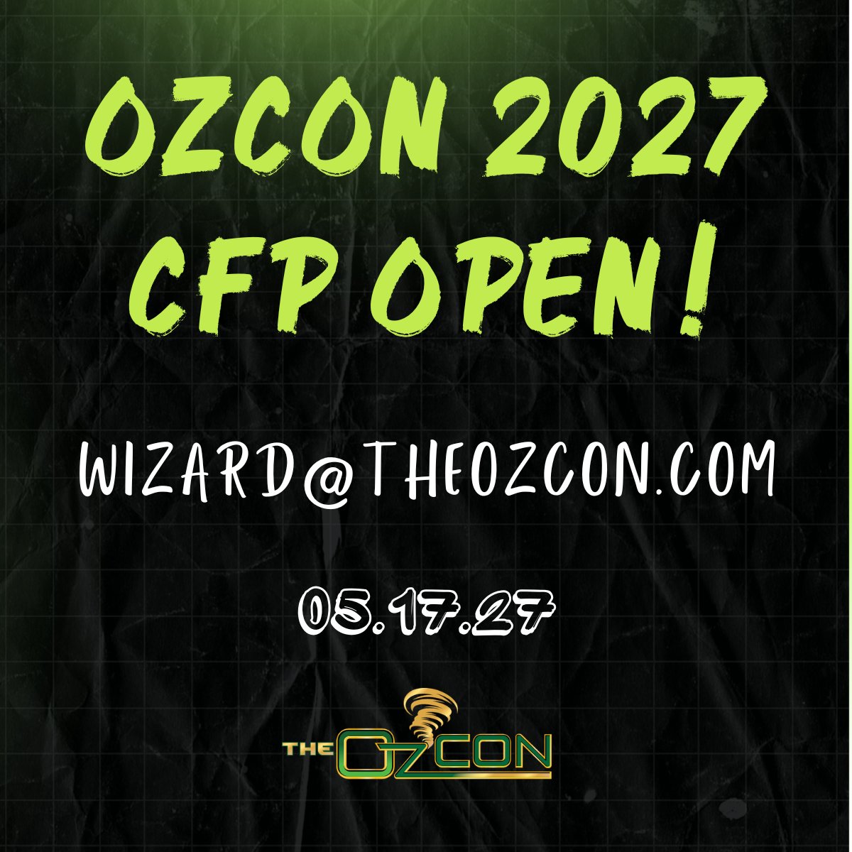 TheOzcon's tweet photo. Calling All Wizards: OzCon 2027 CFP Now Open
We're looking for the next wave of Wizards to take the Emerald Stage on May 17, 2027.
Submit your Call for Papers today:
 https://t.co/ExytIJ70NA
Will we see you in the Land of OzCon?
#Cybersecurity #InfoSec #CallForPapers #CFP #OzCon https://t.co/6ABvX7GaEE