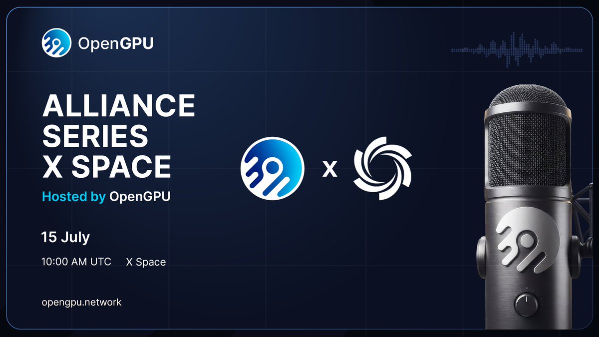 openGPUnetwork's tweet photo. OpenGPU joins the Alliance Series with @OzakAGI 

Join us on 15 July at 10:00 AM UTC for our hosted X Spaces as we discuss:

• The NativelyAI partnership
• Relay as the AI inference routing layer
• The OpenGPU Protocol
• Enterprise adoption
• Provider onboarding, and where the ecosystem is heading next

Joining the AMA:

🎙 Willem will lead the discussion and introduce our vision, partnerships, enterprise adoption, and ecosystem.

🎙 Maximus will be on hand to answer technical questions around Relay and the OpenGPU Protocol.

We’re also excited that this will be one of the first public appearances of our newest team member, Willem, as he joins the OpenGPU community.

15 July
10:00 AM UTC
Hosted by OpenGPU on X Spaces.

Set a reminder and join the conversation. 

We look forward to seeing you there! 👍
