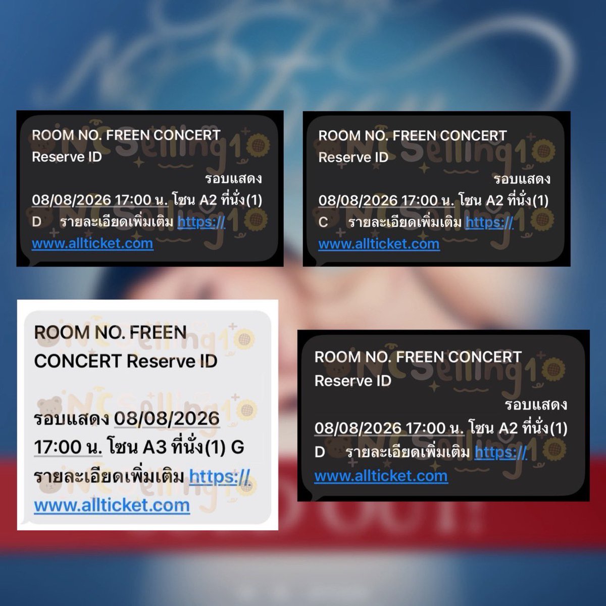 Ncselling1's tweet photo. ✿ #RoomNumberFreen ✿

シ บัตรvip 7500 โซน A2, A3
♡ รวมทั้งหมด =  4 ใบ ♡

❌ ไม่ขายค่ะ ❌
❌ ไม่ขายค่ะ ❌

───────•°❀°•───────

♡‧:❉: ขอบคุณที่ใช้บริการค่ะ :❉:‧♡
▃ ▄ NOT for Sell, SOLD OUT ▄ ▃ 

#ผลงานกดบัตรNCSelling1 https://t.co/EvIBxs6499