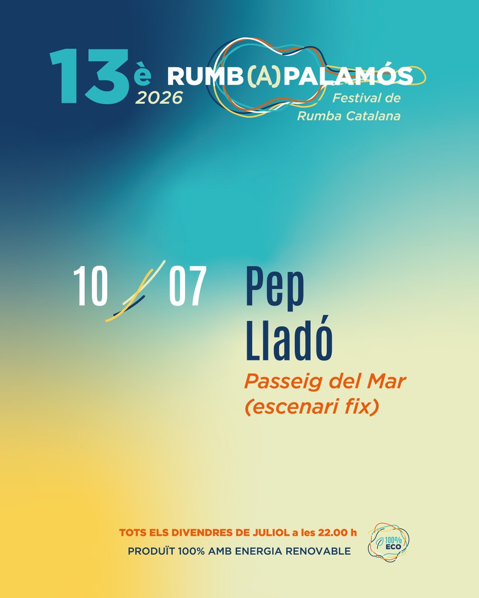 AjPalamos's tweet photo. Avui és divendres de Rumba a Palamós! Concert amb Pep Lladó a l'escenari fix del passeig del Mar 🎶

📌 22 h. Gratuït! https://t.co/T7vJx4Y1to