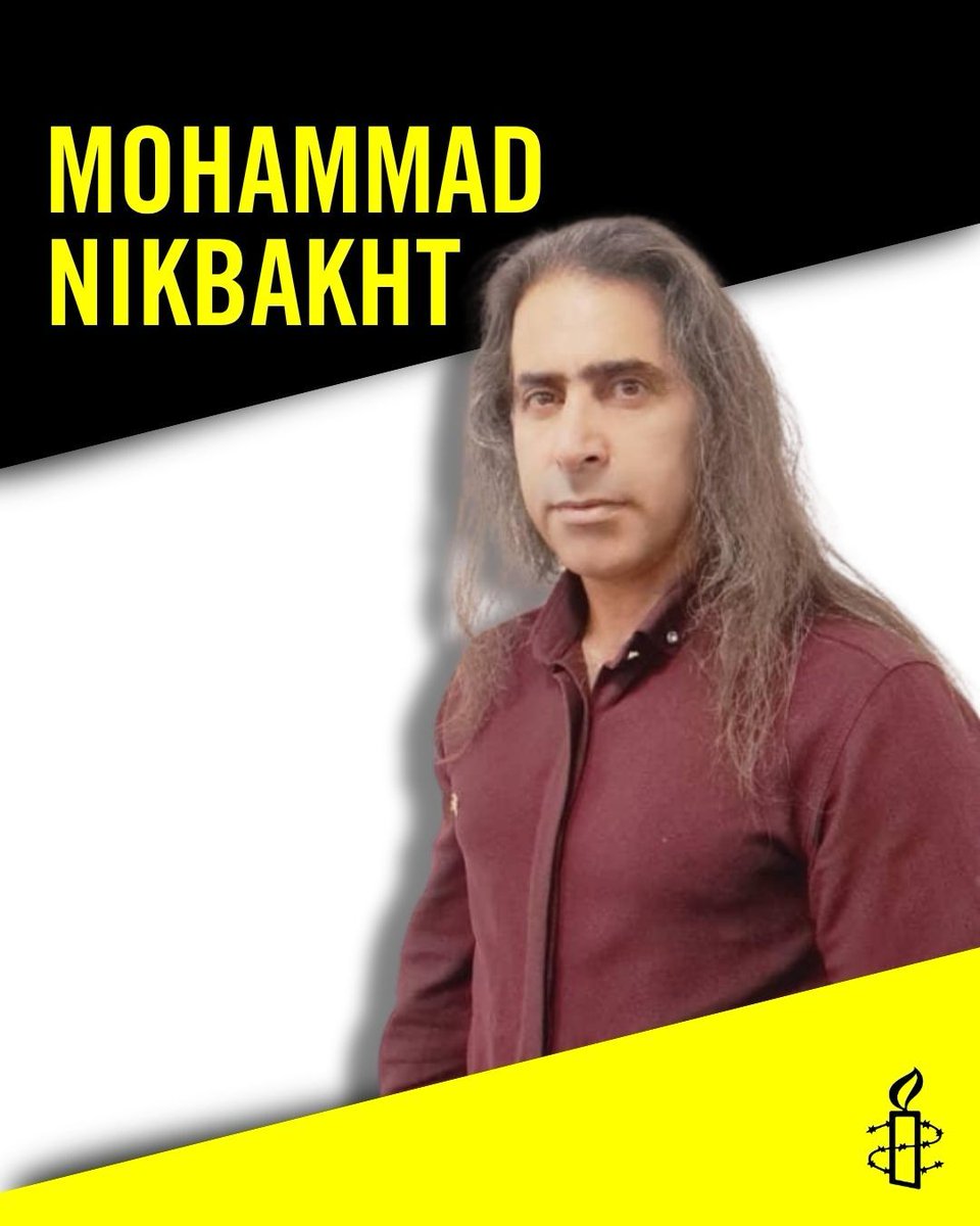 AmnestyIran's tweet photo. Their brother, Mohammad Nikbakht, a Christian convert, was arrested in March 2026 on politically-motivated accusations that may also carry the death penalty. 

Iranian authorities must immediately halt all executions, w/a view to establishing a moratorium on the death penalty 4/4 https://t.co/sRl80gNTof
