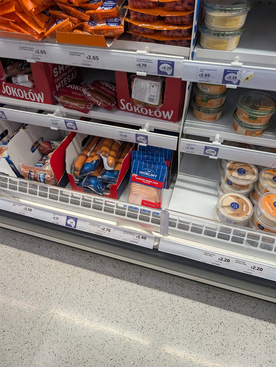 steveeypips's tweet photo. Hi @sainsburys,
When I asked a colleague in your new Barnet store why there was pork lion in the kosher section he said "I couldn't fit it in the polish section, shrugged and walked on". 

Bullshit. 

I moved it for you and even moved the tag. 

Before and after: https://t.co/Sf0a0oilxn