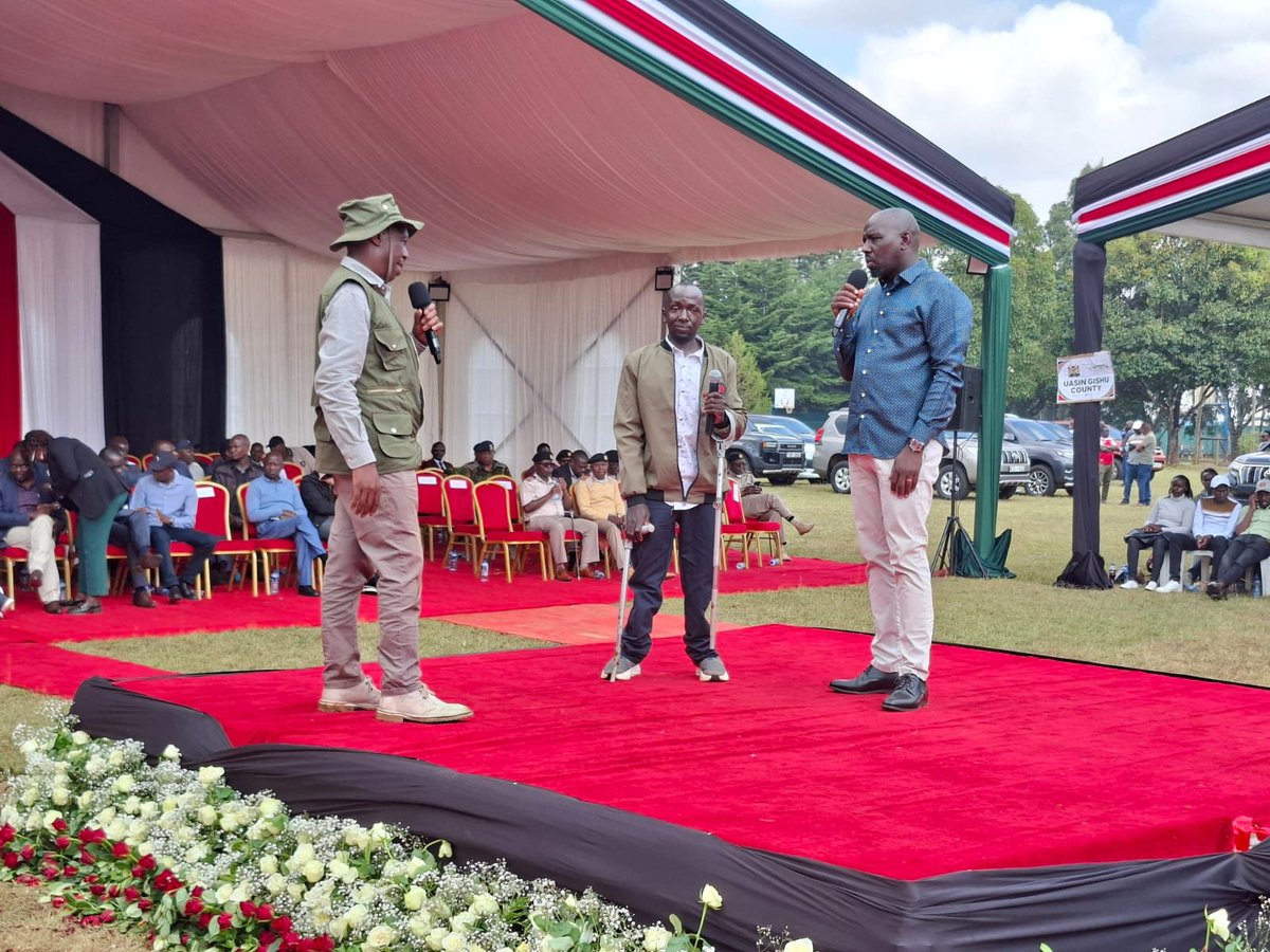 Forestry__Kenya's tweet photo. Forestry Principal Secretary @GMugambi_CBS  today accompanied the Cabinet Secretary for Interior and National Administration,
@kipmurkomen , during the disbursement of the second tranche of the National Youth Opportunities Towards Advancement (NYOTA) Programme at Eldoret Sports Club.

A total of KSh172 million was disbursed to 6,914 beneficiaries from the Uasin Gishu, Nandi, and Elgeyo Marakwet cluster under the programme's second tranche.

The leaders encouraged the beneficiaries to invest the funds prudently in establishing and expanding businesses, creating sustainable livelihoods and contributing to the country's economic growth.

The event highlighted the Government's continued commitment to empowering young people through increased access to affordable capital, skills development and economic opportunities, in line with the Bottom-Up Economic Transformation Agenda.

The PS reaffirmed the Government's resolve to support youth empowerment initiatives that create employment, promote entrepreneurship, and improve the socio-economic well being of young Kenyans. He also commended the visionary leadership of H.E. President Dr. William Samoei Ruto in ensuring that no young Kenyan is left behind through transformative programmes such as #NYOTA .