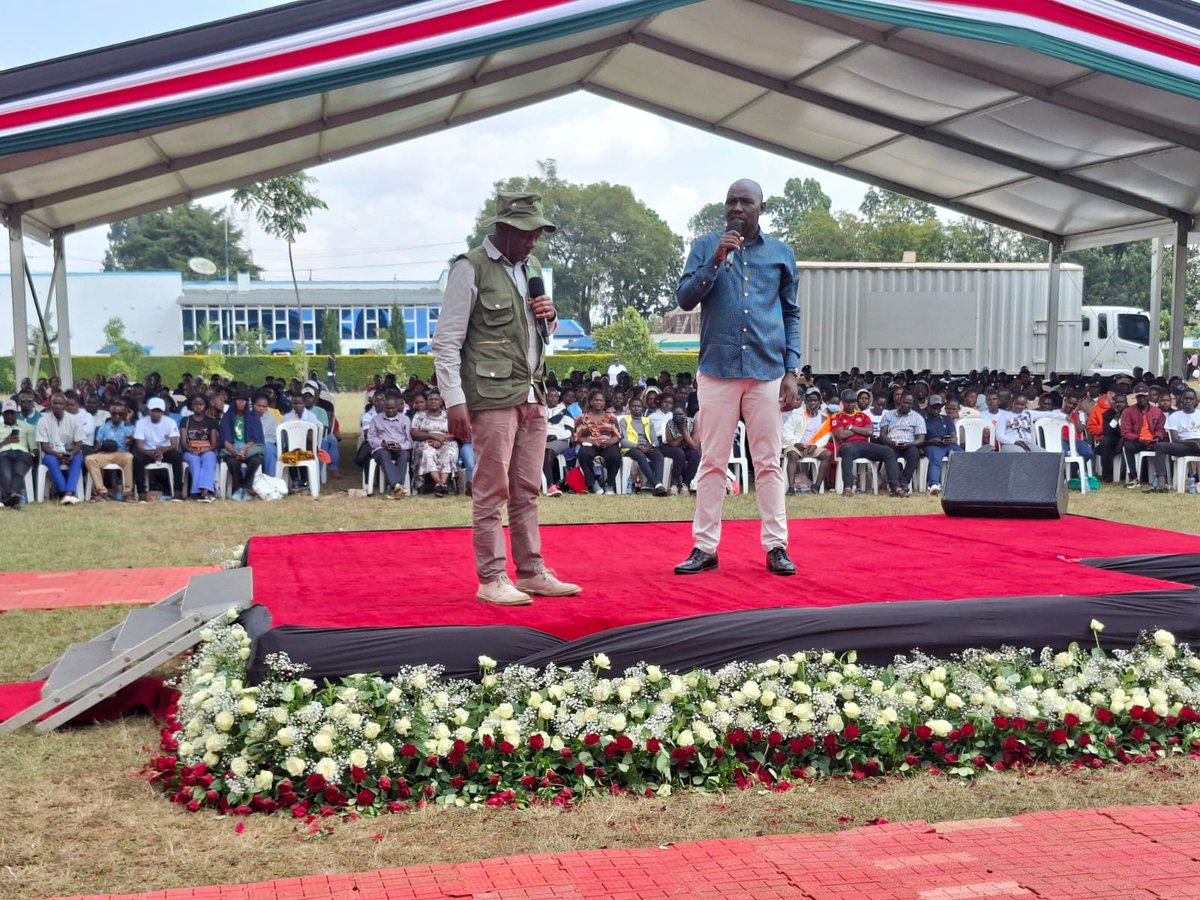 Forestry__Kenya's tweet photo. Forestry Principal Secretary @GMugambi_CBS  today accompanied the Cabinet Secretary for Interior and National Administration,
@kipmurkomen , during the disbursement of the second tranche of the National Youth Opportunities Towards Advancement (NYOTA) Programme at Eldoret Sports Club.

A total of KSh172 million was disbursed to 6,914 beneficiaries from the Uasin Gishu, Nandi, and Elgeyo Marakwet cluster under the programme's second tranche.

The leaders encouraged the beneficiaries to invest the funds prudently in establishing and expanding businesses, creating sustainable livelihoods and contributing to the country's economic growth.

The event highlighted the Government's continued commitment to empowering young people through increased access to affordable capital, skills development and economic opportunities, in line with the Bottom-Up Economic Transformation Agenda.

The PS reaffirmed the Government's resolve to support youth empowerment initiatives that create employment, promote entrepreneurship, and improve the socio-economic well being of young Kenyans. He also commended the visionary leadership of H.E. President Dr. William Samoei Ruto in ensuring that no young Kenyan is left behind through transformative programmes such as #NYOTA .