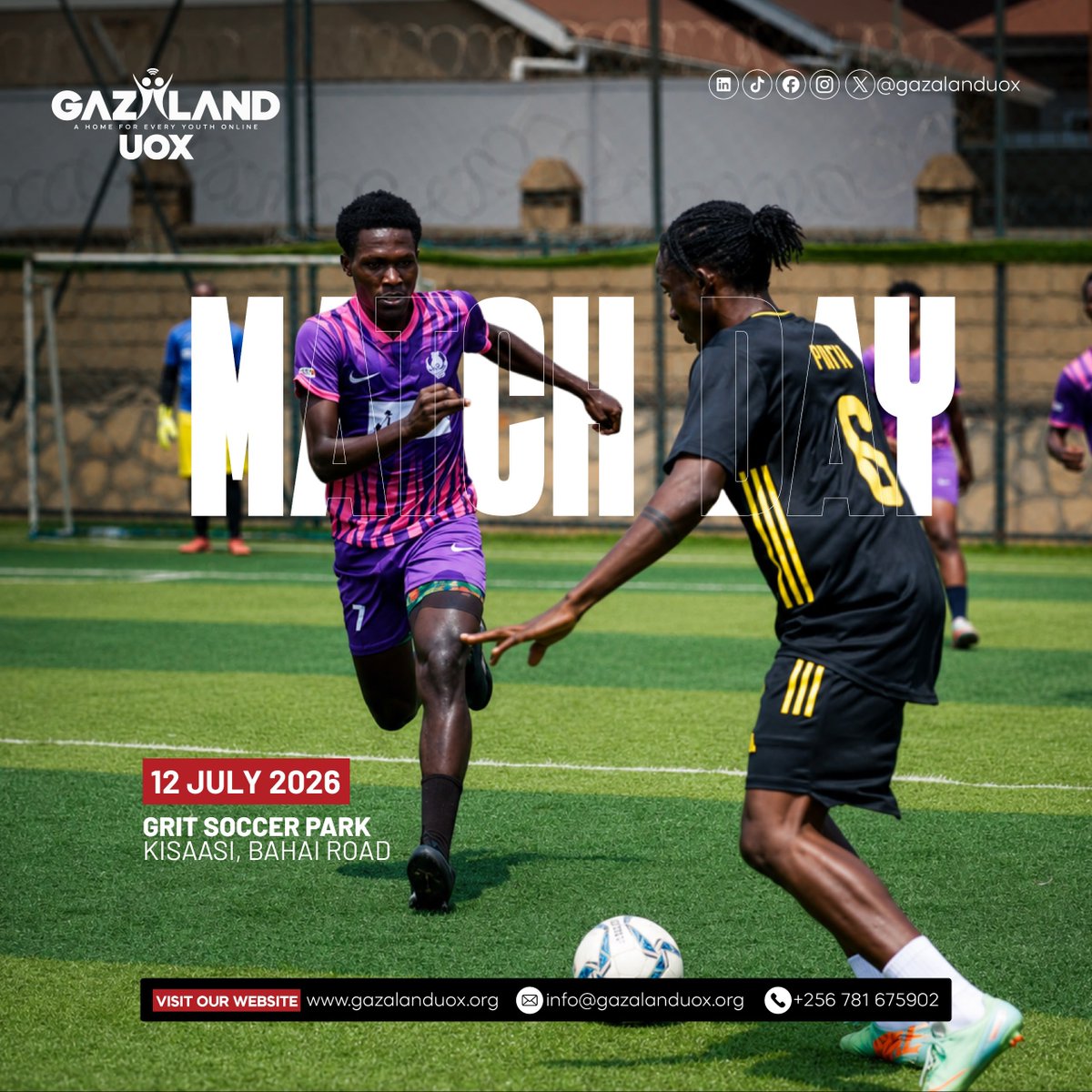 janet414's tweet photo. This is more than a game. This is youth. This is passion. This is the #UOXLeague 🏆
Catch the action live:
📅 12 JULY 2026(This Sunday)
📍 GRIT SOCCER PARK, KISAASI, BAHAI ROAD
Gazaland ,a home for every youth online https://t.co/OERzfF2UE0