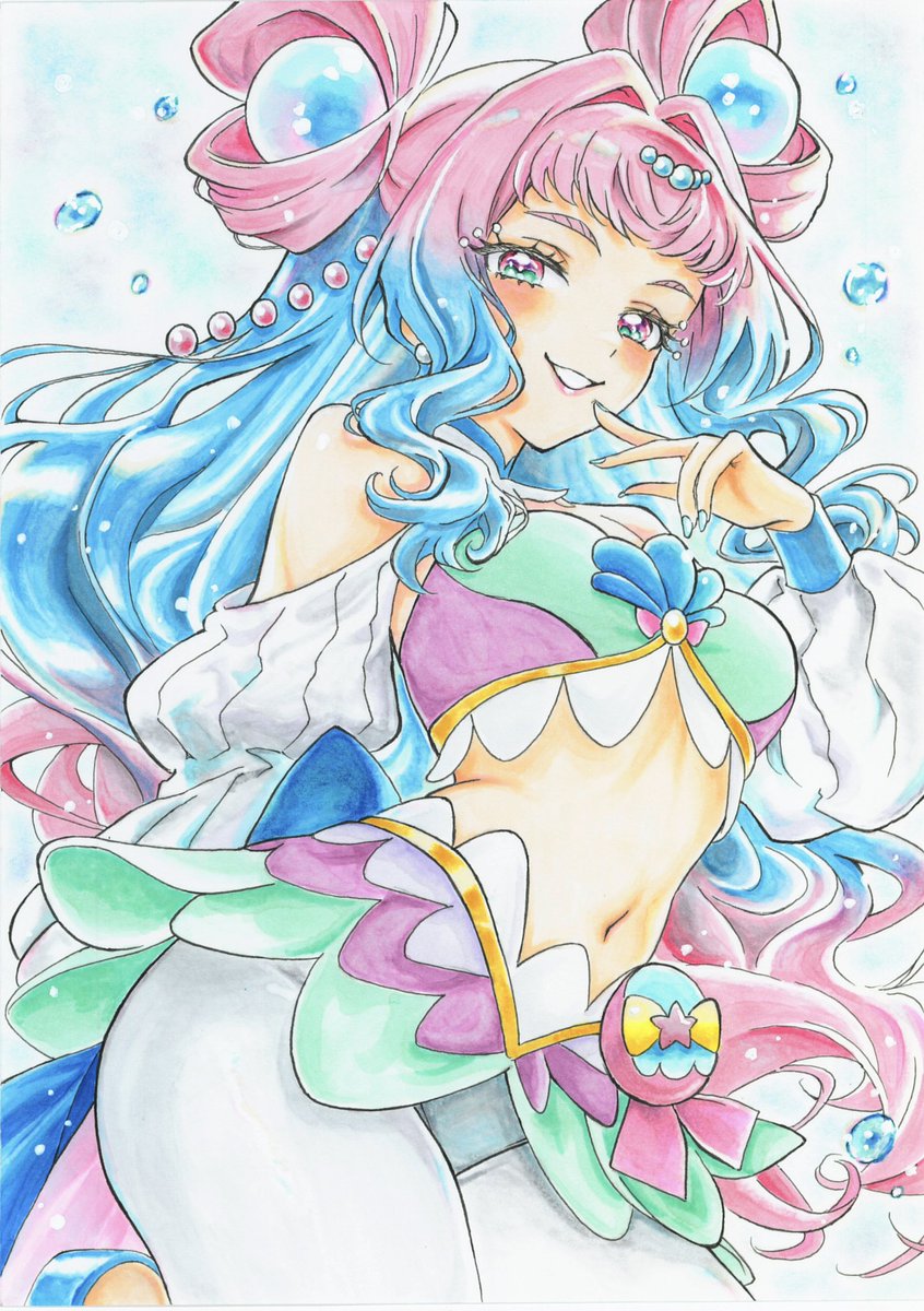 aanyomaru's tweet photo. 麗しい微笑みとボディライン、水の清涼感を意識して描いてみました✨

🔨ヤフオクに出品いたしました🎨
詳細は【プロフィール欄のリンク🔗】
よりご確認ください。
⏳7/12（日）22:51 終了予定

よろしくお願いします🙇‍♀️

#キュアラメール
#トロピカル〜ジュプリキュア
#イラスト https://t.co/OpME8klYZI