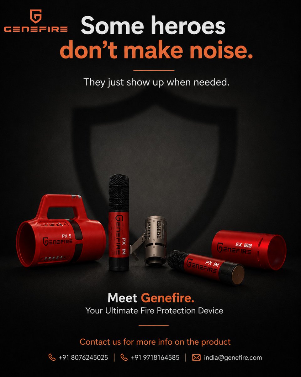 GIndia57433's tweet photo. Meet Genefire - your ultimate, silent, and highly efficient fire protection device.
๐ Contact us for more info: +91 8076245025 | +91 9718164585
๐ง Email: india@genefire.com
#Genefire #FireProtection #SafetyFirst #FireSafetyDevice #UltimateProtection https://t.co/69NXdoAJp5
