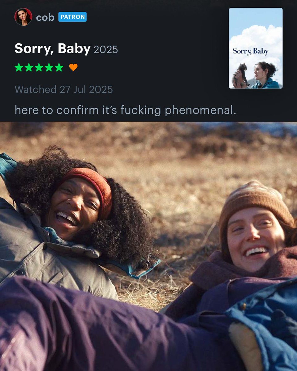 ThePCCLondon's tweet photo. One of the year's most acclaimed new films - SORRY, BABY screens on Tue 14th July at 6:15pm. Eva Victor's remarkable debut feature is a funny and beautifully observed drama about the slow process of healing. 

🎟️: https://t.co/wN3hL7TX2C https://t.co/6bQkXpxcYU