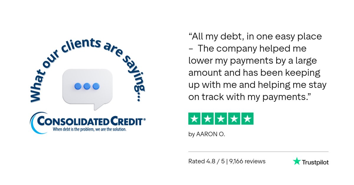 ConsolidatedUS's tweet photo. #ReviewoftheDay #DebtRelief🙏
We’ve helped over 10 million people find the #DebtRelief they needed to breathe easier. 

#DebtSucks #Testimonial #Review #ConsolidatedCredit ☎️1-844-450-1789 https://t.co/4rJPt7wvdJ