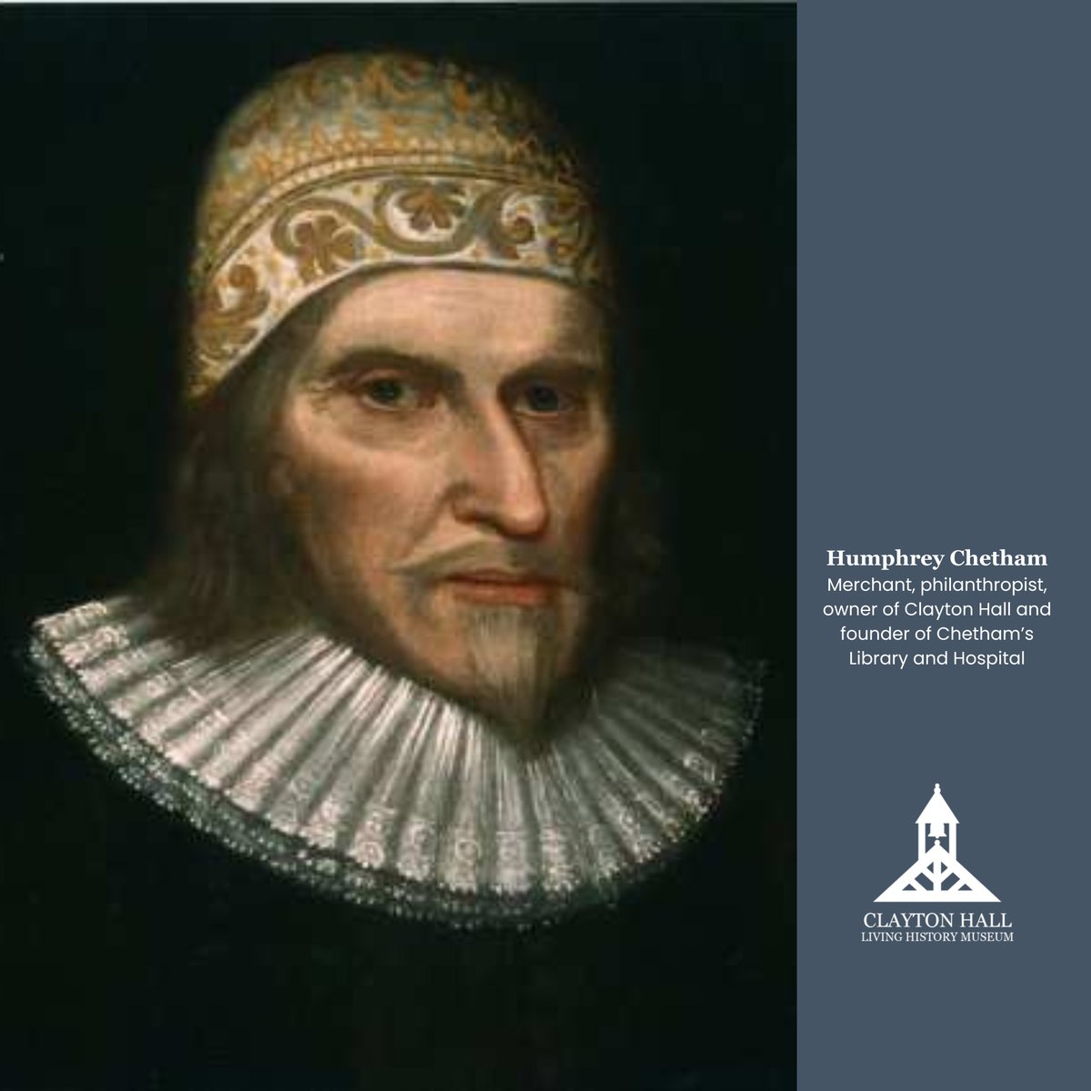 ClaytonHallUK's tweet photo. Happy 446th birthday to Humphrey Chetham, one of Manchester’s great philanthropists and a former owner of Clayton Hall. 

His legacy lives on through Chetham’s Library and Chetham’s School of Music.

A remarkable Mancunian whose impact is still felt centuries later. https://t.co/iaOdtA71mV