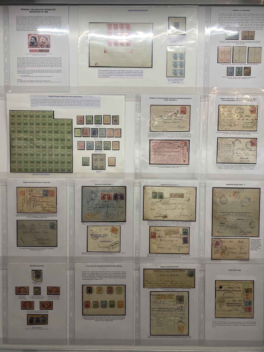 philatelyreview's tweet photo. My exhibit of România’s 1908 ‘Gravate’ (engraved) stamps at the Royal Philatelic Society London’s @rpsl_org annual one-frame competition yesterday https://t.co/HKU8Uqdqtm