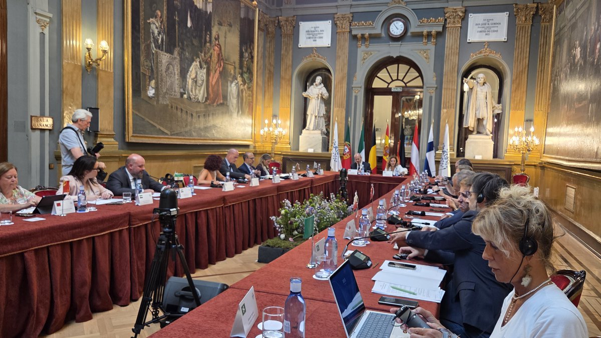 cortesclm's tweet photo. 🇪🇺🤝 El presidente de las Cortes de #CLM @PabloBellido_Az ha participado este viernes en la reunión de presidencias de parlamentos de regiones de #Europa @Calrenet, organizada por @parcan en el @Senadoesp 

📸 https://t.co/RbHFGE1i4P https://t.co/n83q2fKhW9