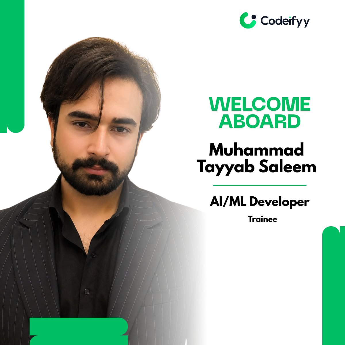 Codeifyy's tweet photo. Our AI team continues to grow.  Welcome, all, to Codeifyy as an AI/ML Developer Trainee. Here's to learning, innovation, and creating impactful solutions together.  

#lifeatcodeifyy #ai #machinelearning #datascience #innovation #codeifyy #FridayFeeling #GoodFriday https://t.co/4qmMSJthjo