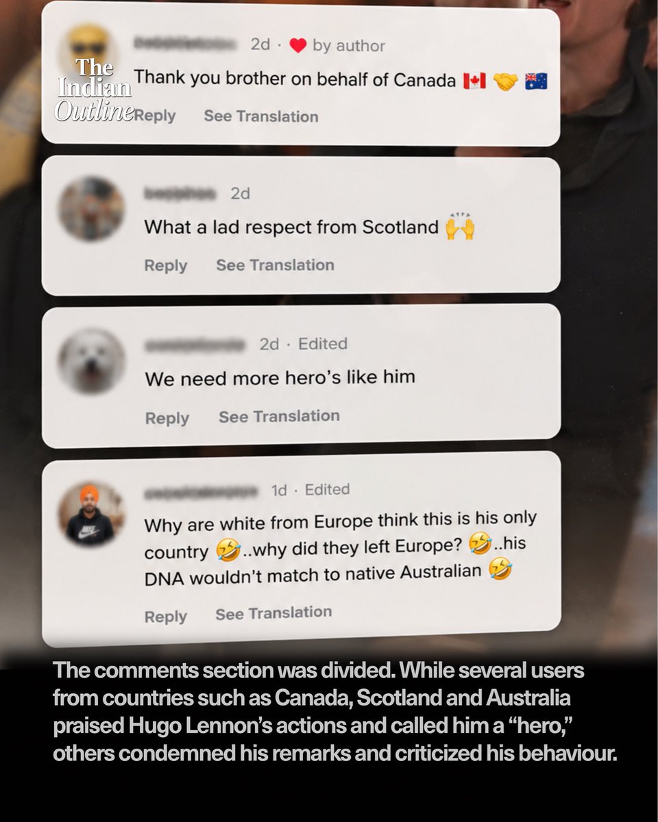 IndianOutline's tweet photo. Australian influencer Hugo Lennon shared a video of himself shouting abusive slogans targeting PM Narendra Modi and India near the hotel where the Prime Minister was staying during his Australia visit. Police later escorted him away. https://t.co/C4nRDror4q