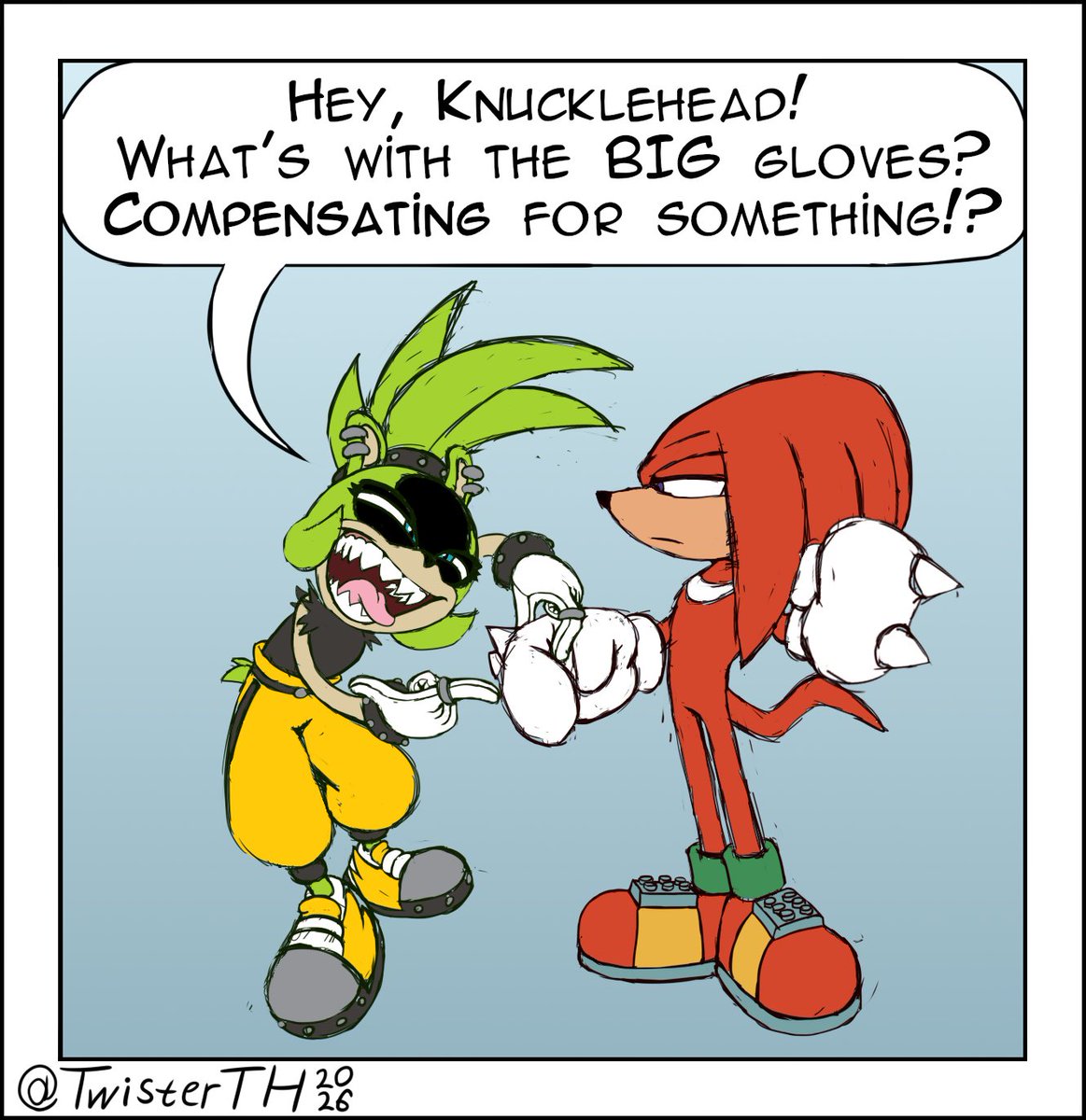 TwisterTH's tweet photo. Hypothetical Knuckles and Surge interaction 🟢🔴 https://t.co/XqWz0CEjEf