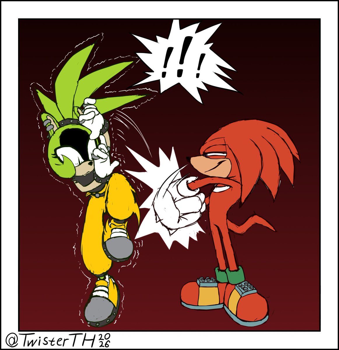 TwisterTH's tweet photo. Hypothetical Knuckles and Surge interaction 🟢🔴 https://t.co/XqWz0CEjEf