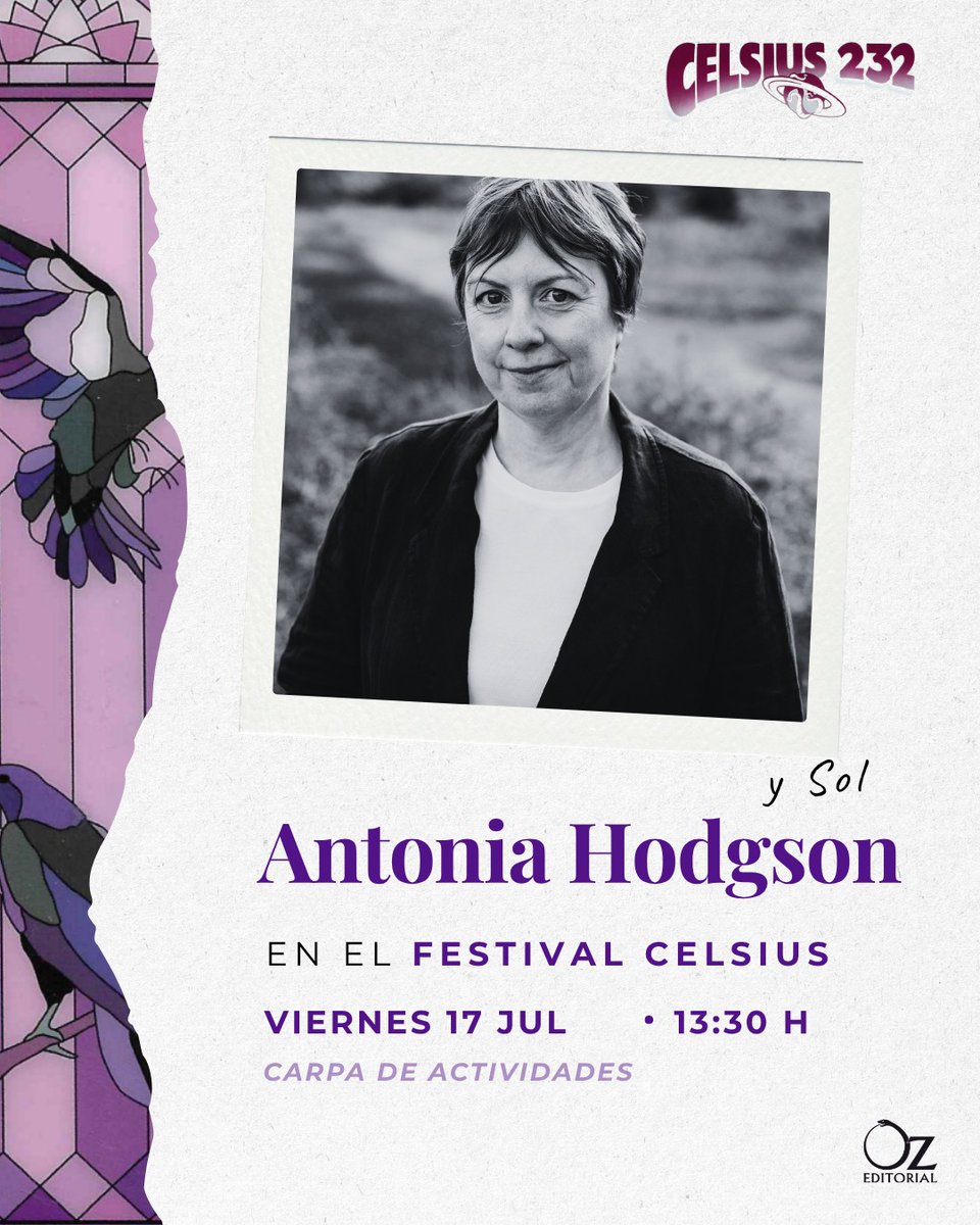 Oz_Editorial's tweet photo. Antonia Hodgson, autora de "The Raven Scholar", es una de las invitadas al #FestivaCelsius232 en Avilés (Asturias) 📚

ENCUENTRO CON ANTONIA HODGSON

⏲️ Viernes 17 de julio - 13:30h
📌 Carpa de Actividades

 #OzEditorial https://t.co/iFA6v0lewu