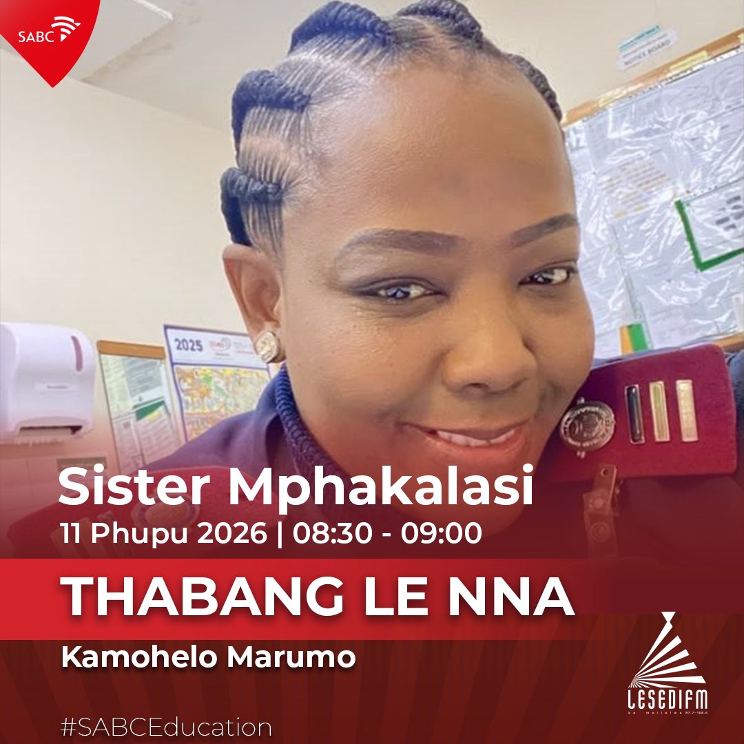 LesediFM's tweet photo. #SABCEducation le Kamohelo Marumo.
🎤 Re bua le Sister Mphakalasi ho #TeenZone
#LesediFM
📞: 086 000 3084
📲: 083 284 0008
🌐: https://t.co/SdWJ7CZihK https://t.co/Y7IKMDvHiI