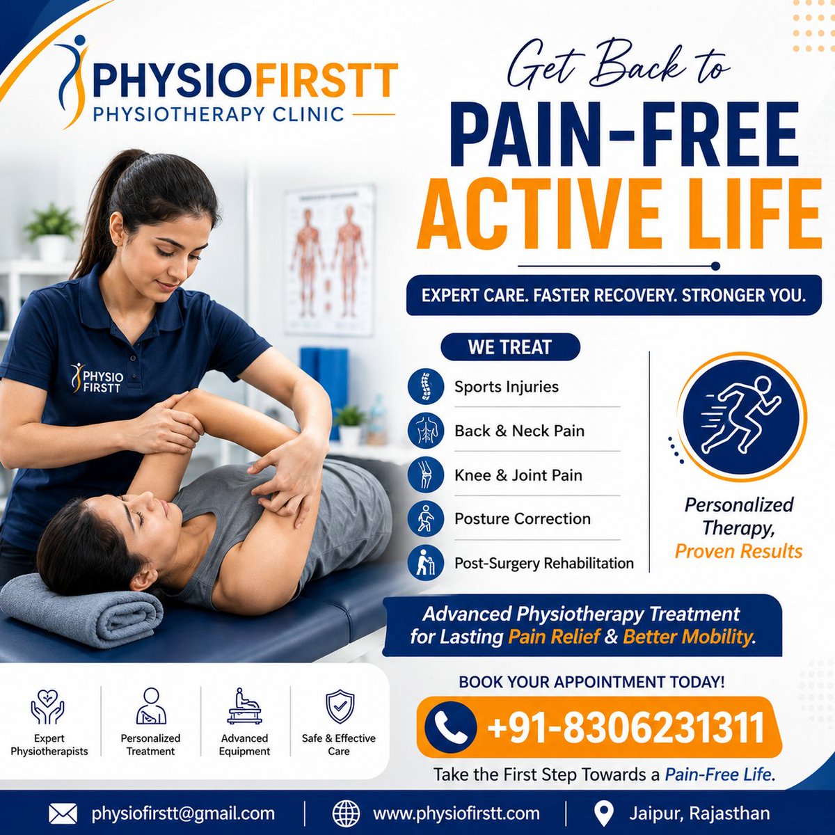 physiofirstt's tweet photo. Recover Stronger. Move Better. Live Pain-Free!
A sports injury shouldn't stop you from doing what you love. At Physio Firstt, our expert physiotherapists provide personalized Sports Injury Therapy to reduce pain, restore mobility. https://t.co/3NI0Sdx5iP