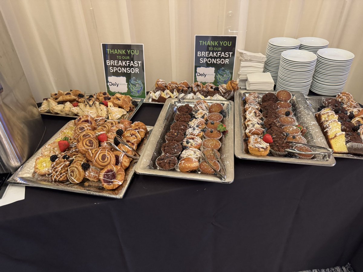 BSidesPGH's tweet photo. Breakfast is served! Like Steelers defense, it’s everywhere you look! Thank you Defy! https://t.co/VOzXvSddkI
