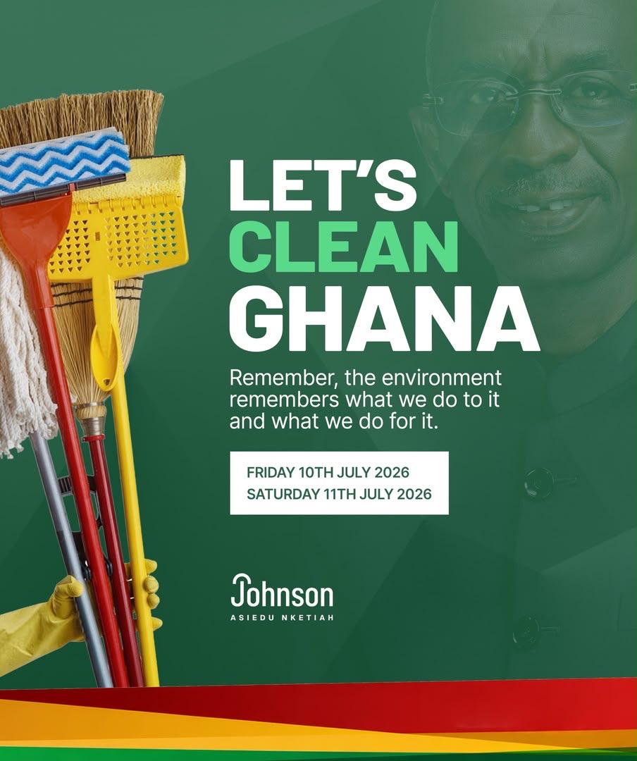 JAsieduNketiah's tweet photo. President Mahama has declared today and tomorrow national cleaning days. The timing is right: every drain cleared is a flood that never happens.

Respect to everyone out there with brooms, rakes, shovels, cutlasses, and wheelbarrows answering the call to keep our communities clean.

Which community will you be cleaning in? Drop your area in the comments.