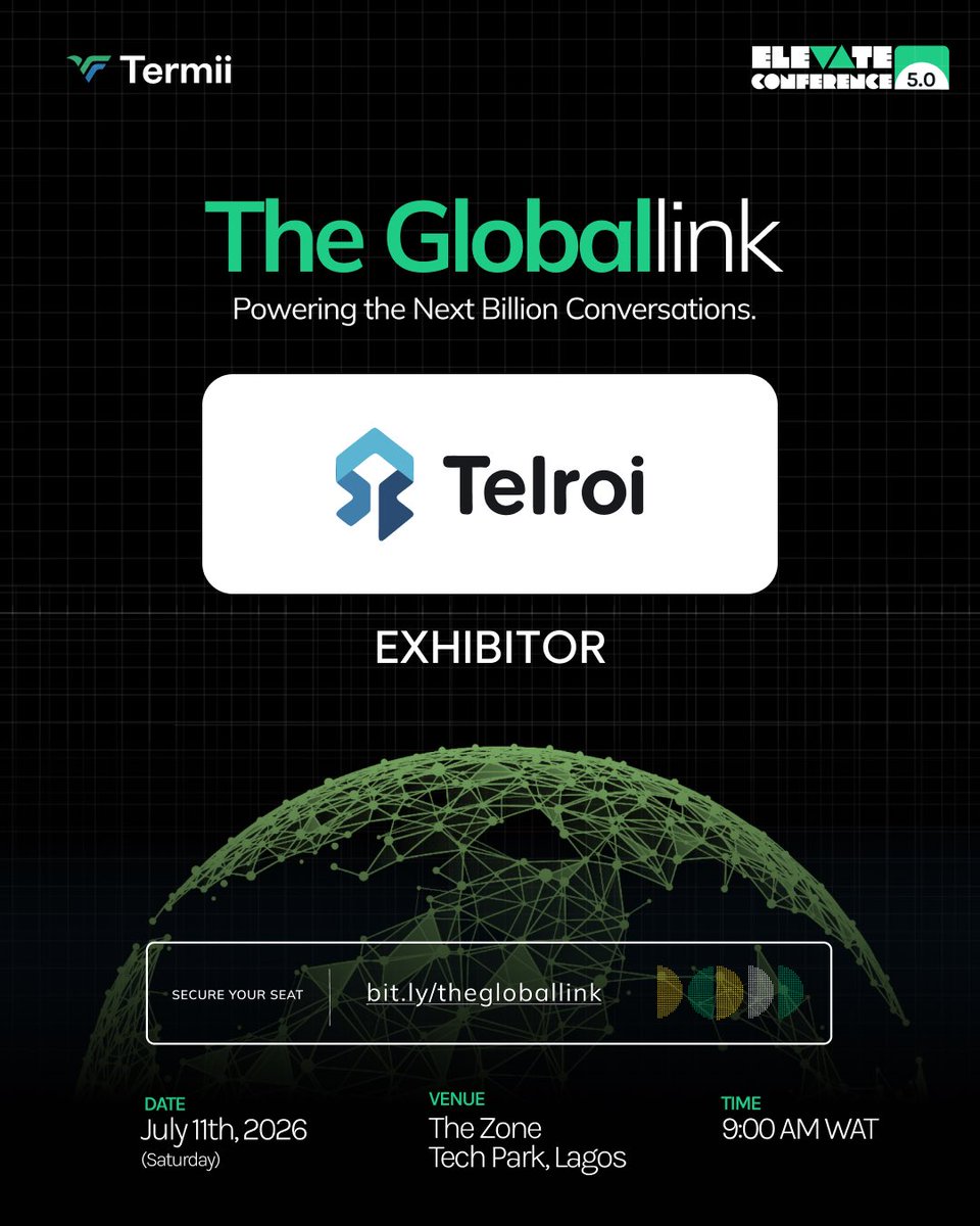 termii_network's tweet photo. Meet some of our exhibitors at Termii Elevate Conference 5.0! 🚀

One of the best parts of the Termii Elevate Conference is getting to meet the companies building solutions that are shaping the future of technology, finance, and connectivity.

Sycamore (@SycamoreNG) – Helping individuals and businesses save, invest, borrow, and grow with confidence.

Telroi (@telroibusiness) – Powering the future of business communication with AI-driven voice technology.

Take a moment to stop by the booths, meet the people behind the brands, ask questions, and find products designed to help you or your business thrive.

📍 The Zone, Gbagada, Lagos
📅 July 11, 2026
🕘 9:00 AM

See you at Termii Elevate Conference 5.0!