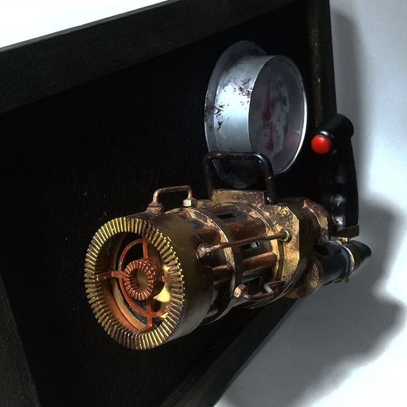 tinypoool's tweet photo. トイガンの温湿度計 参号機
#gatlinggun #bubblemaker
#温湿度計 #thermohygrometer
#歯車 #gear #toygun
#steampunkweapon
#スチパン風 #スチームパンク風
#ハンドメイド #handmade
#steampunk #steampunks
#steampunkdiy #diysteampunk
#steampunkart #steampunkcraft
#steampunkstyle #handmade https://t.co/LGrfETTTaO