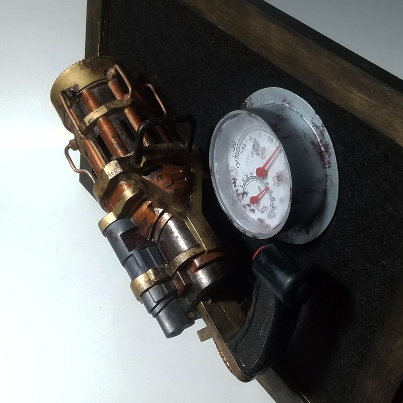 tinypoool's tweet photo. トイガンの温湿度計 参号機
#gatlinggun #bubblemaker
#温湿度計 #thermohygrometer
#歯車 #gear #toygun
#steampunkweapon
#スチパン風 #スチームパンク風
#ハンドメイド #handmade
#steampunk #steampunks
#steampunkdiy #diysteampunk
#steampunkart #steampunkcraft
#steampunkstyle #handmade https://t.co/LGrfETTTaO