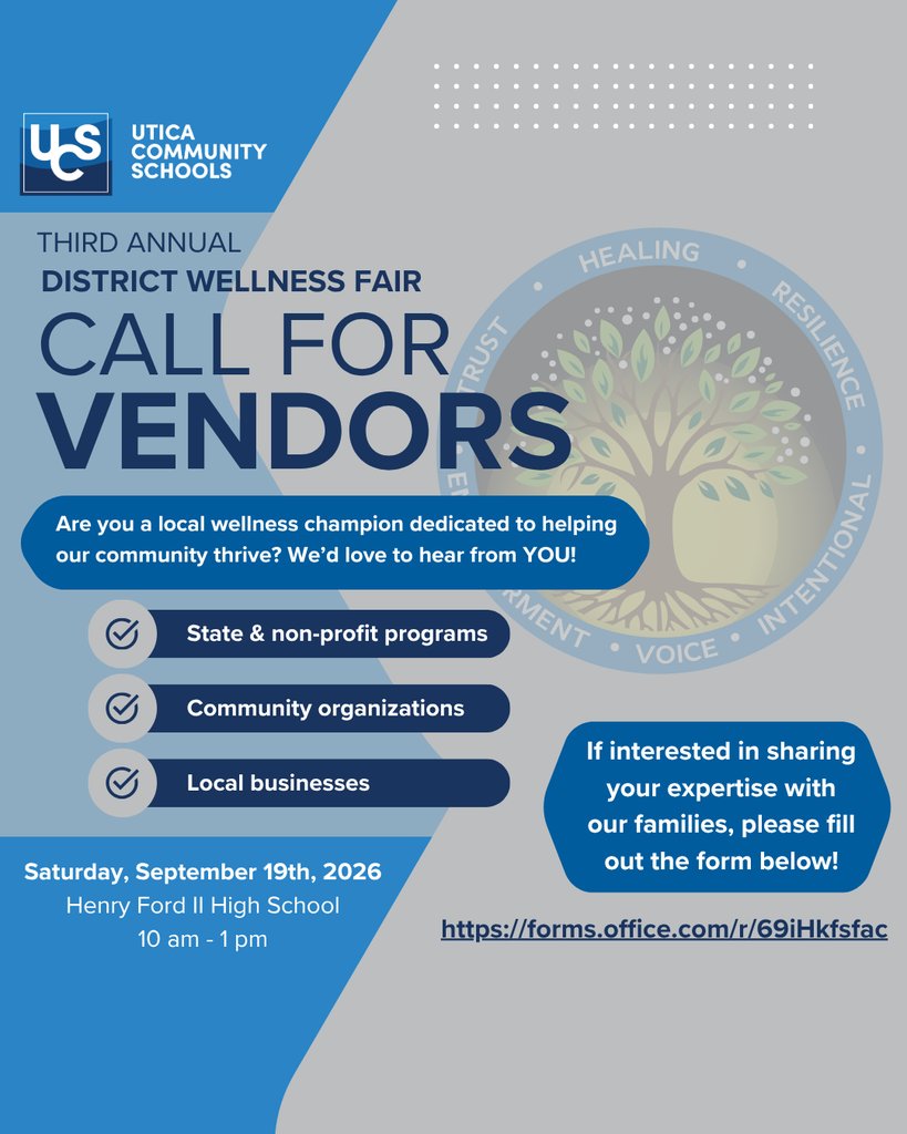 uticaschools's tweet photo. Utica Community Schools is excited to announce the third annual UCS Family Wellness Fair on September 19! If you are interested in being contacted for participation, please see this link: https://t.co/DBX5QKjWtC https://t.co/idwW5zzsqX