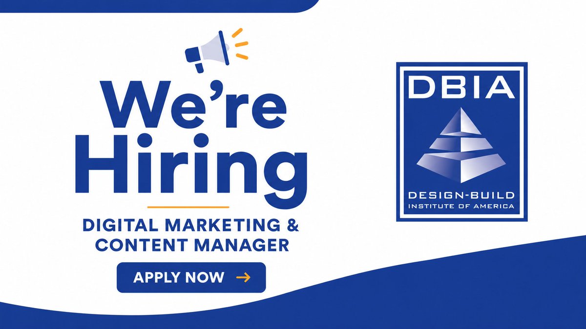 DBIAnational's tweet photo. 📣 We’re hiring! DBIA is looking for a Digital Marketing &amp; Content Manager to help turn ideas into smart digital campaigns across social, email and web.
Apply here: https://t.co/oZck3Vcjam https://t.co/T5gsuWsnkD