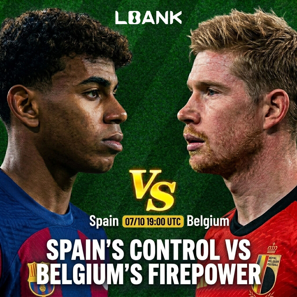 LBankchinese's tweet photo. 🇪🇸 西班牙 vs 比利時 🇧🇪。半準決賽。⚽🔥

西班牙的控球藝術迎戰比利時 valuation 般的強大火力。

亞馬爾與西班牙能否延續強勁勢頭，還是比利時的豐富經驗將在關鍵時刻主導比賽？

立即前往 LBank Predict 做出你的預測：
https://t.co/uSRIfjDvFn

#ESPBEL #LBankPredict #WorldCup2026 https://t.co/WLc88W7Eyj