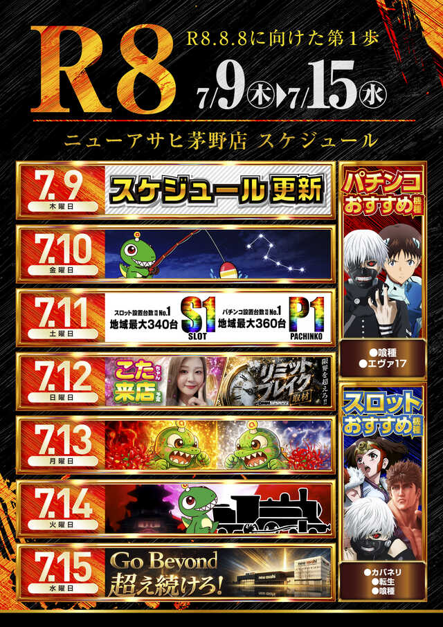 kirintenchou's tweet photo. こんばんは🦒
R8年7月11日
⚔️P1🔥S1⚔️
👑全館700台👑
📸サンスポ13店舗合同取材
🟨牙狼シリーズ
お楽しみ下さい‼️
⏰抽選9:30締切
#早起きは三文の徳
#牙狼聖域化計画 https://t.co/08J4DbZVaJ