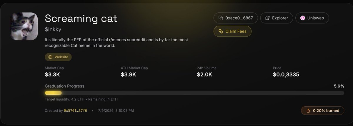 a_jaswal07's tweet photo. 0xace0368b8bbcb678fe9755953985f6af9edf6867

OG and one and only $Inkky on Robinhood. 

Good lore. 

R/memes pfp for years. 
https://t.co/1j5CeDkdWM

And a very iconic and recognizable cat meme. 
https://t.co/FjVc2t1N7T https://t.co/JSWsrFSk4z