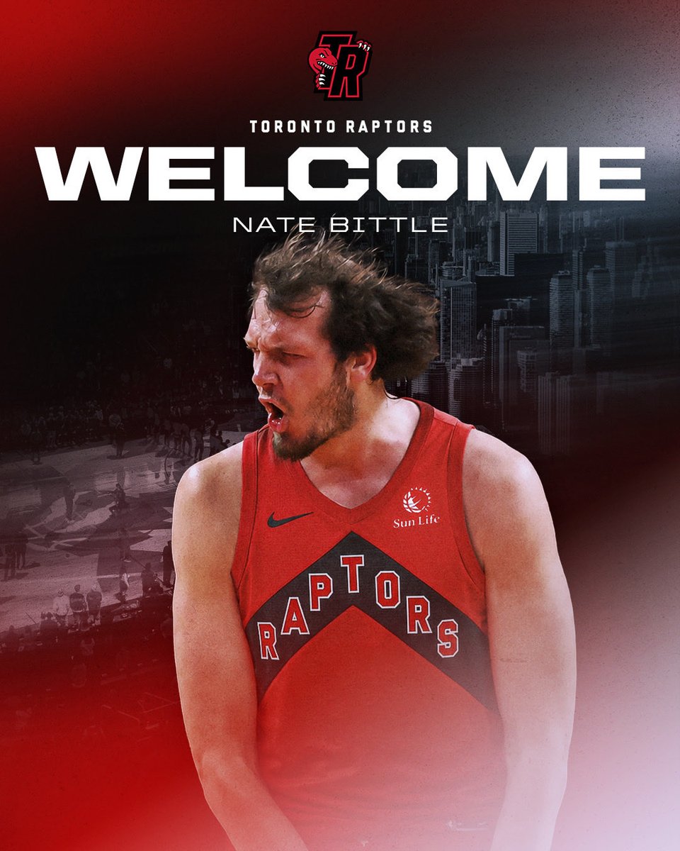 Raptors's tweet photo. Welcome to Toronto, Nate Bittle 🤝 https://t.co/xYfA2UrCi9
