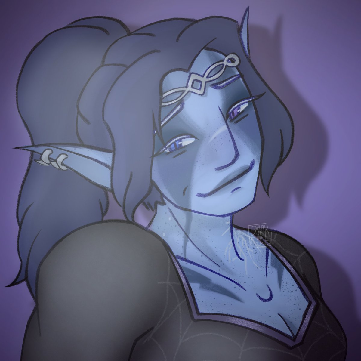 darkfireoflove's tweet photo. (drew myself an icon for my 21st! big fan of the darkvision reflective eyes headcanon. ignore the fact that it looks like a school picture.)

other versions + tags
#bg3 #baldursgate3 #bg3tav #drow #paladin #dnd (if anyone can suggest tags i’m supposed to put on these pls do LOL) https://t.co/ccJ20lvGaD