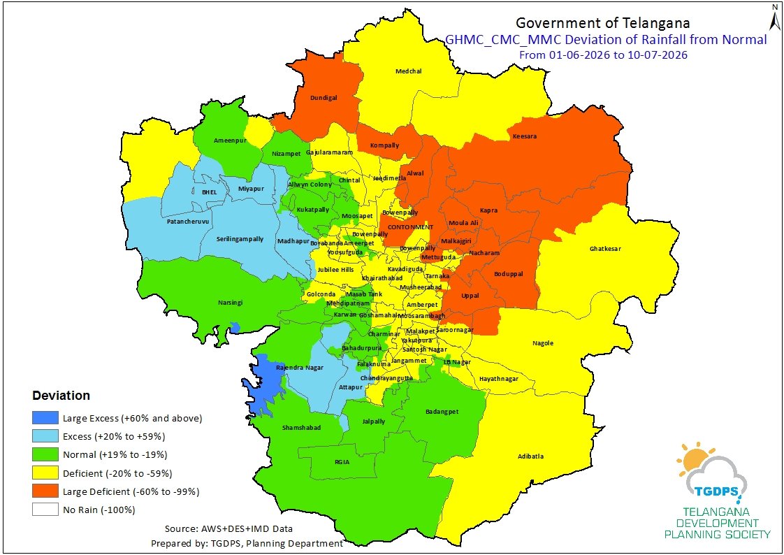 balaji25_t's tweet photo. HYDERABAD IN BIG TROUBLE 🙏

Look how the deficit is spreading like a virus. With July being one of our peak monsoon months, with EL-NINO to brutally impact us. Next 10days doesn't look good at all for atleast decent rains

Currently we are at -28% deficit with actual of 112.5mm against normal of 156.3mm

Looking at present situation, the deficit may pile upto -50% by July 22/23

Serious concerns ahead for Hyderabad City especially for East Hyderabad 🙏