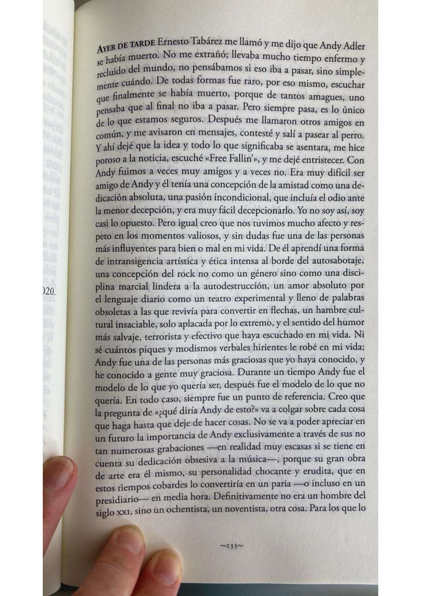 InfoCineBlog's tweet photo. Un 10 de julio de 2020 se iba Andy Adler. Así lo despedía Tüssi Dematteis en un texto que, luego de su fallecimiento en 2024, fue recopilado junto a otros de sus escritos en el libro "Un hombre curioso" (Estuario, 2025).

#AndyAdler
#RockUruguayo
#Montevideo https://t.co/pAjDZyTLAS