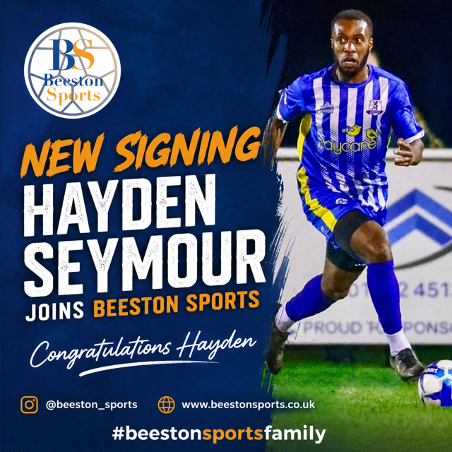 beeston_sports's tweet photo. NEW SIGNING 

HAYDEN SEYMOUR JOINS BEESTON SPORTS

@Themaingenna @beeston_sports 

Our @RussFAFIFAagent is delighted to announce the signing of experienced defender Hayden Seymour. He spent last season at @DarloTown1874FC and we are delighted he's joined the #beestonsportsfamily https://t.co/CC2vvuJoWN