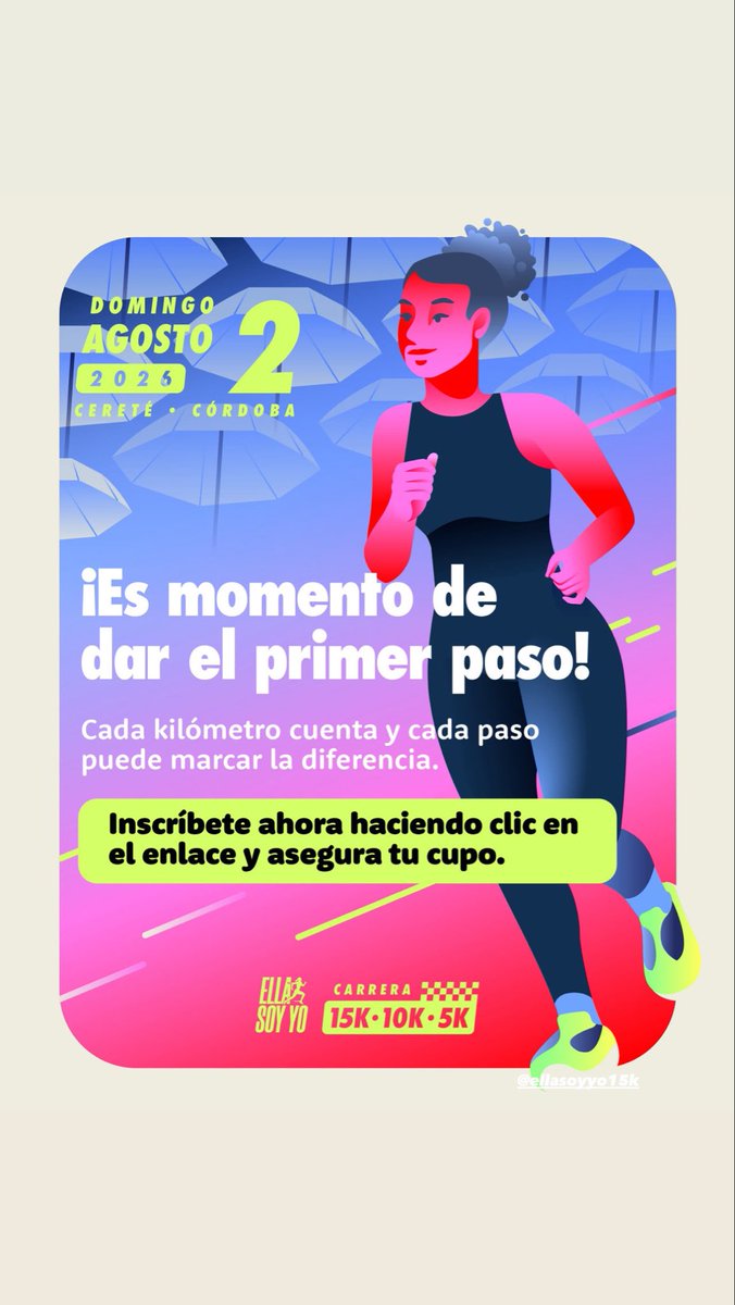 runningcaribe's tweet photo. 🏃‍♀️💜 ¡Es momento de dar elpaso .

Te invitamos a ser parte de la Carrera Ella Soy Yo 2026, una experiencia que une el deporte con una causa que transforma vidas.

✨ Inscríbete ahora haciendo clic en el siguiente enlace y asegura tu cupo:

🔗 https://t.co/KdnAG3p9ep

¡Nos vemos! https://t.co/urD1dt6veE