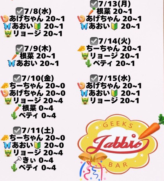konsaibot's tweet photo. ジャビス着弾！！！！
＼＼\\└(’ω’)」//／／

雨降ってないのに湿気エグくて汗だのなんだのーーー！(っ `-´ c)
水分失ってしまったので！！
補給したい！！！！！

おめでとうもお待ちしてます🖤

🎴20:00〜4:00🎴 https://t.co/mKiNH5MX3D